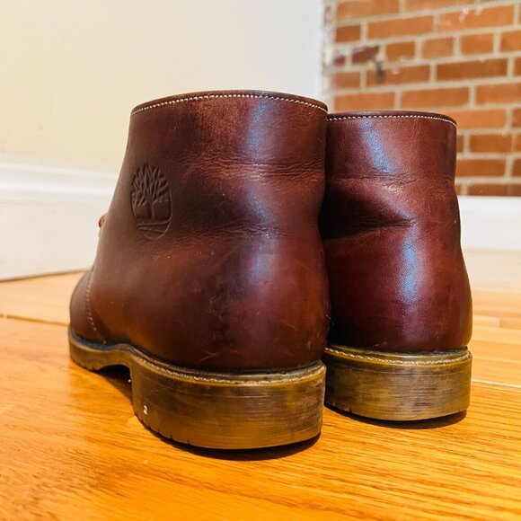 VTG Timberland USA Brown Leather ankle Boots Sherpa Lined Oil Resistant Women's - Picture 10 of 16